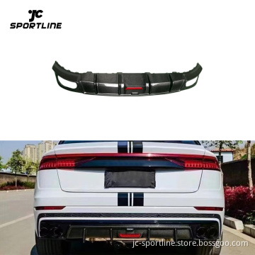 Carbon Fiber Rear Diffuser with LED Light for Audi Q8 S Line SQ8 4-Door 2021-2022